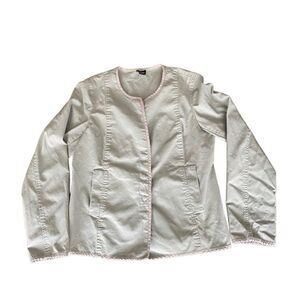 Eileen Fisher Jacket Collarless Military Fatigue Small Cotton Blend Small